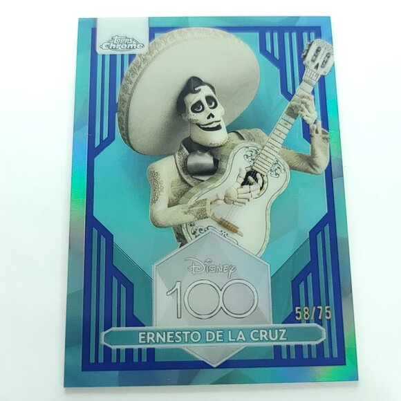 2023 Topps Chrome Disney 100 Ernesto De La Cruz Blue Refractor Limited 58/75